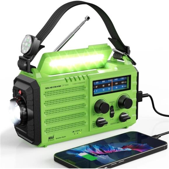 Solar Hand Crank Emergency Radio 5 Ways Powered Portable Radio with Flashlight